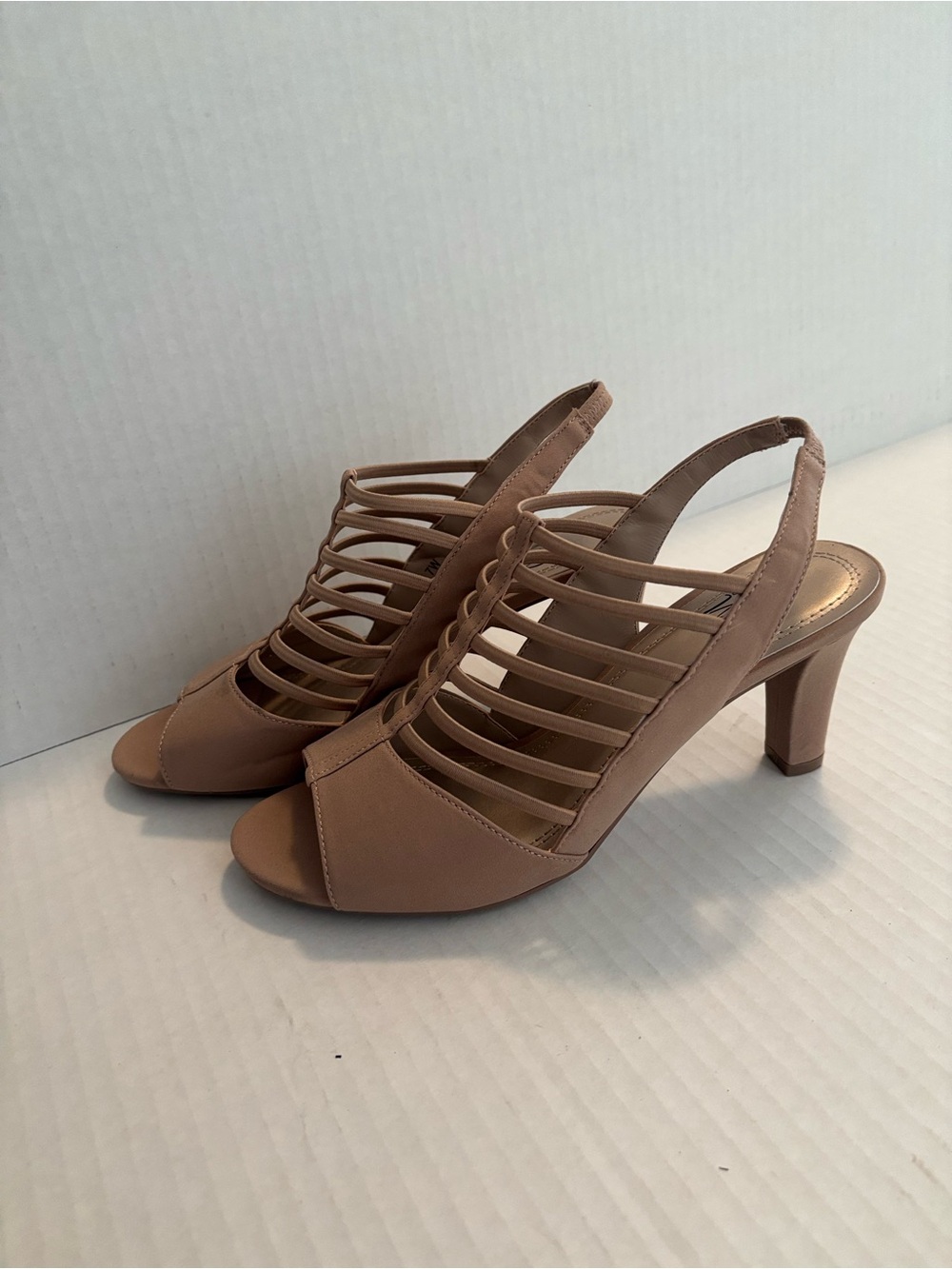 Impo Nude Multi-Strap Slingback Heels